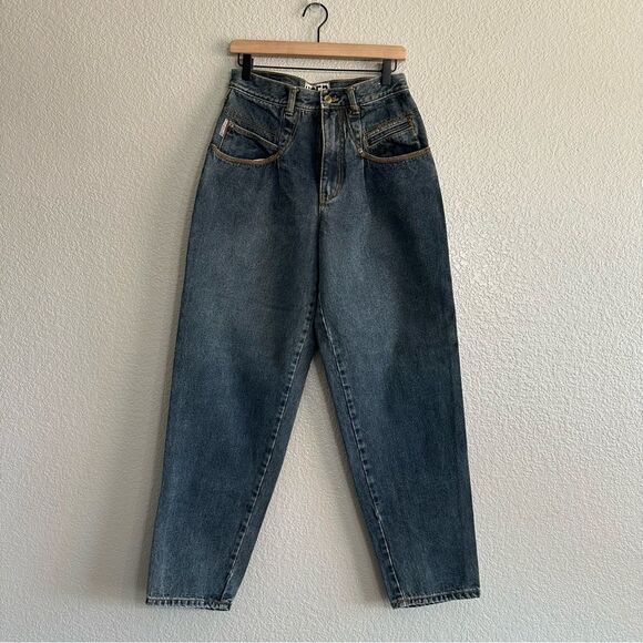 80's Vtg GET USED by Elie Denim Jeans High Waist Tapered Baggy Style Women's 28 - Picture 2 of 9